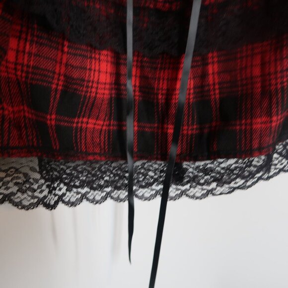 Romwe Women's Red Black Plaid Mini Skirt Goth Style School Girl Style XXL NWT - Picture 5 of 8